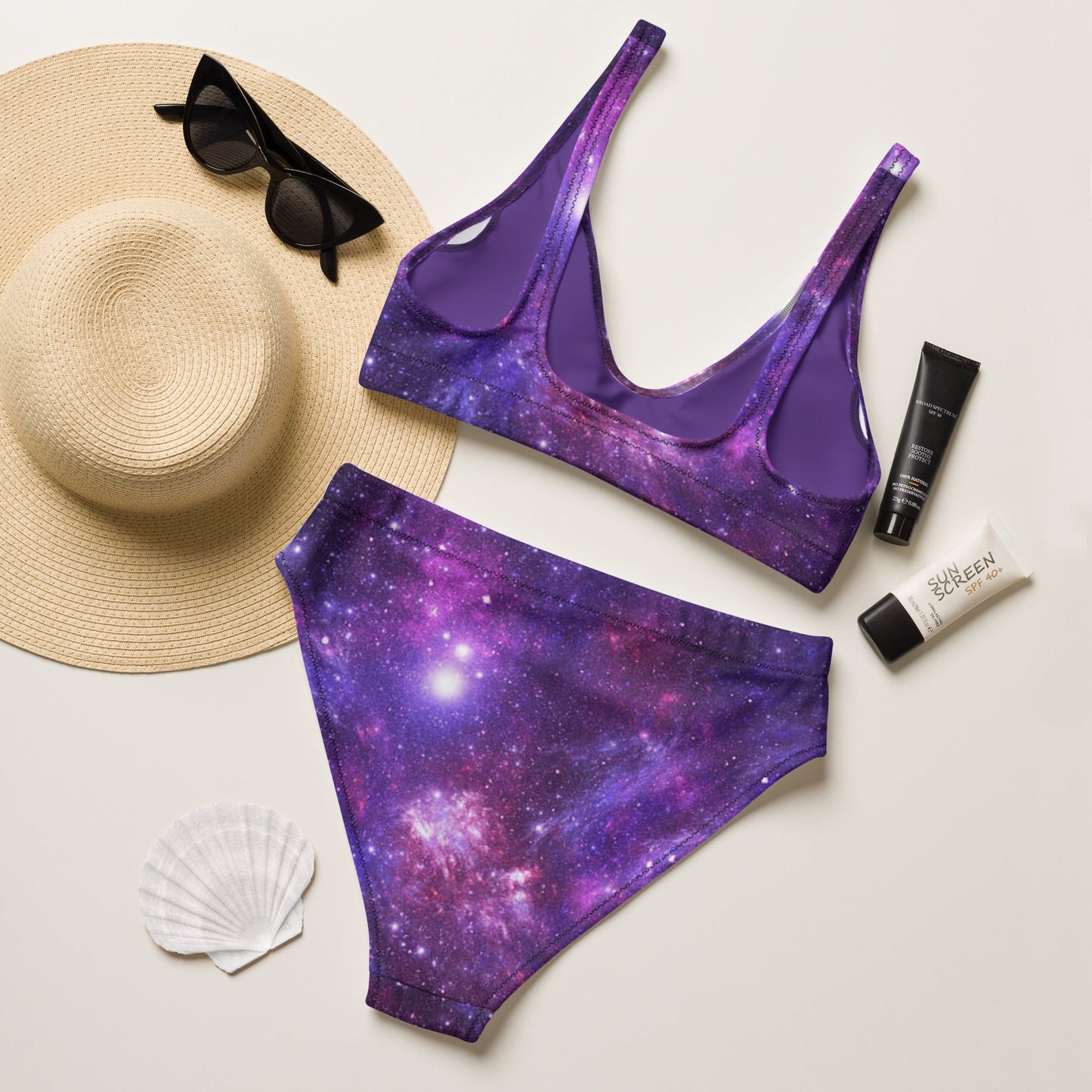 Women's high - waisted bikini, Galaxy Pattern Swimwear, Swimsuit for Women Vacation Beachwear Cruise Swimsuit, Bikini, Gift Bathing Suit - PratSN