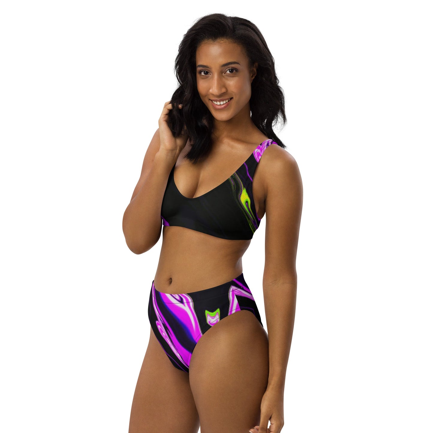 Women's high - waisted bikini, Purple Black Two Piece Bikini, Swimsuit for Women Vacation Beachwear Cruise Swimsuit, Bikini, Gift Bathing Suit - PratSN