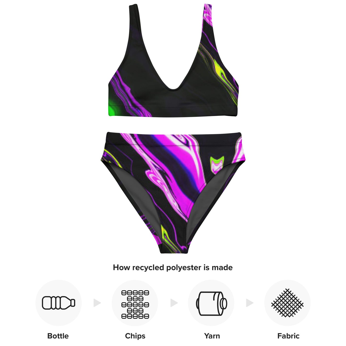 Women's high - waisted bikini, Purple Black Two Piece Bikini, Swimsuit for Women Vacation Beachwear Cruise Swimsuit, Bikini, Gift Bathing Suit - PratSN