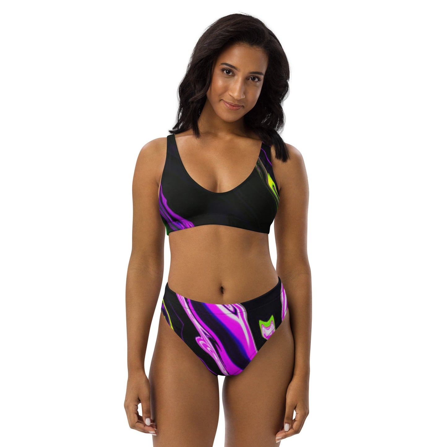 Women's high - waisted bikini, Purple Black Two Piece Bikini, Swimsuit for Women Vacation Beachwear Cruise Swimsuit, Bikini, Gift Bathing Suit - PratSN