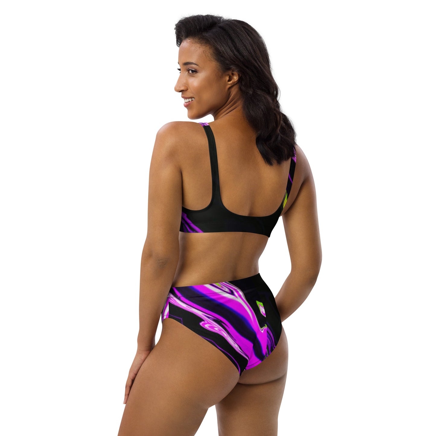 Women's high - waisted bikini, Purple Black Two Piece Bikini, Swimsuit for Women Vacation Beachwear Cruise Swimsuit, Bikini, Gift Bathing Suit - PratSN