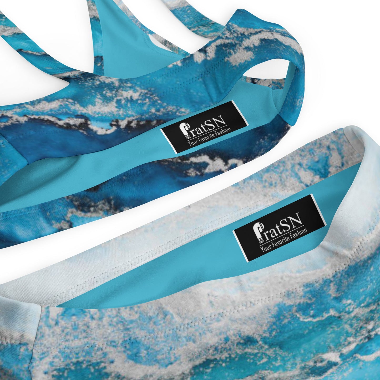 Women's high - waisted bikini | Sea Blue High Waisted Bikini Bottoms - PratSN