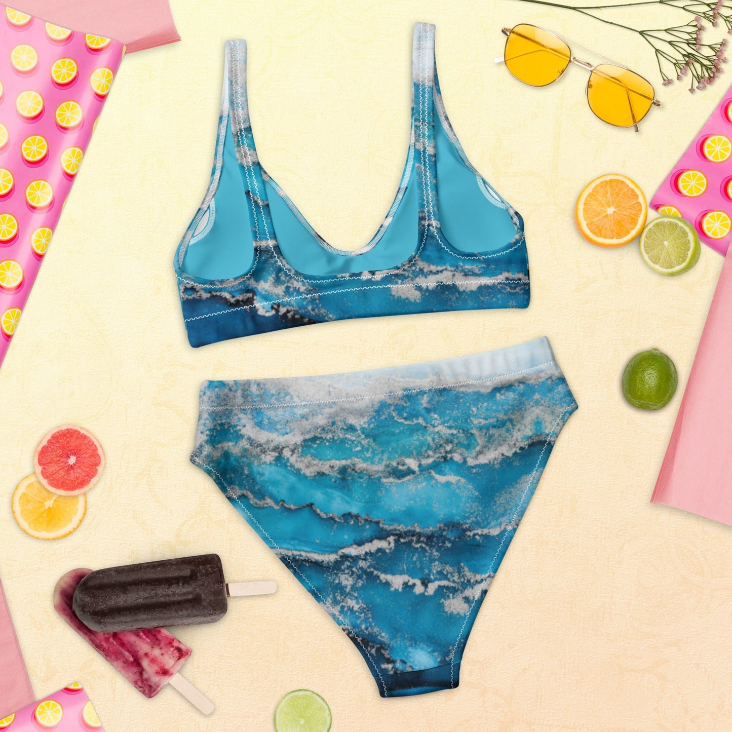 Women's high - waisted bikini | Sea Blue High Waisted Bikini Bottoms - PratSN