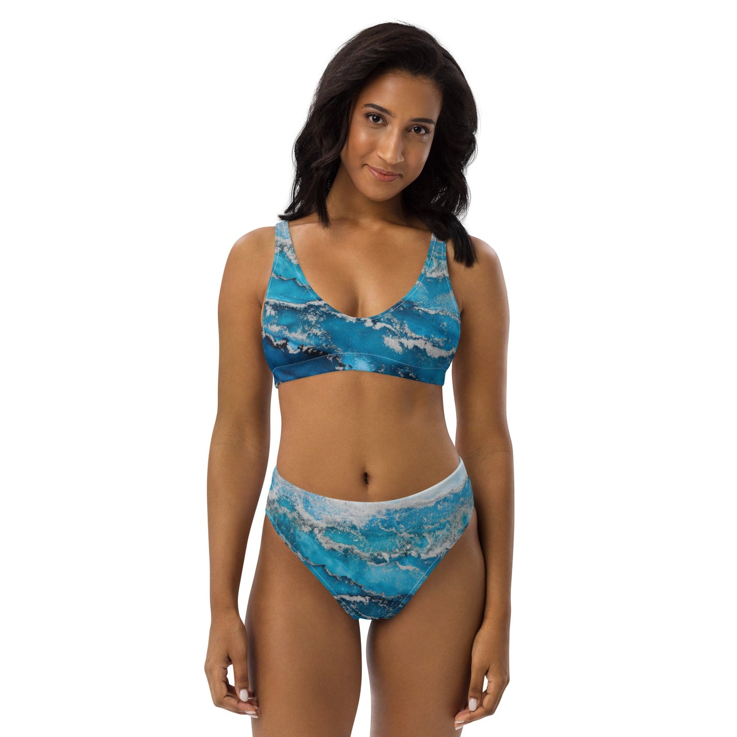 Women's high - waisted bikini | Sea Blue High Waisted Bikini Bottoms - PratSN