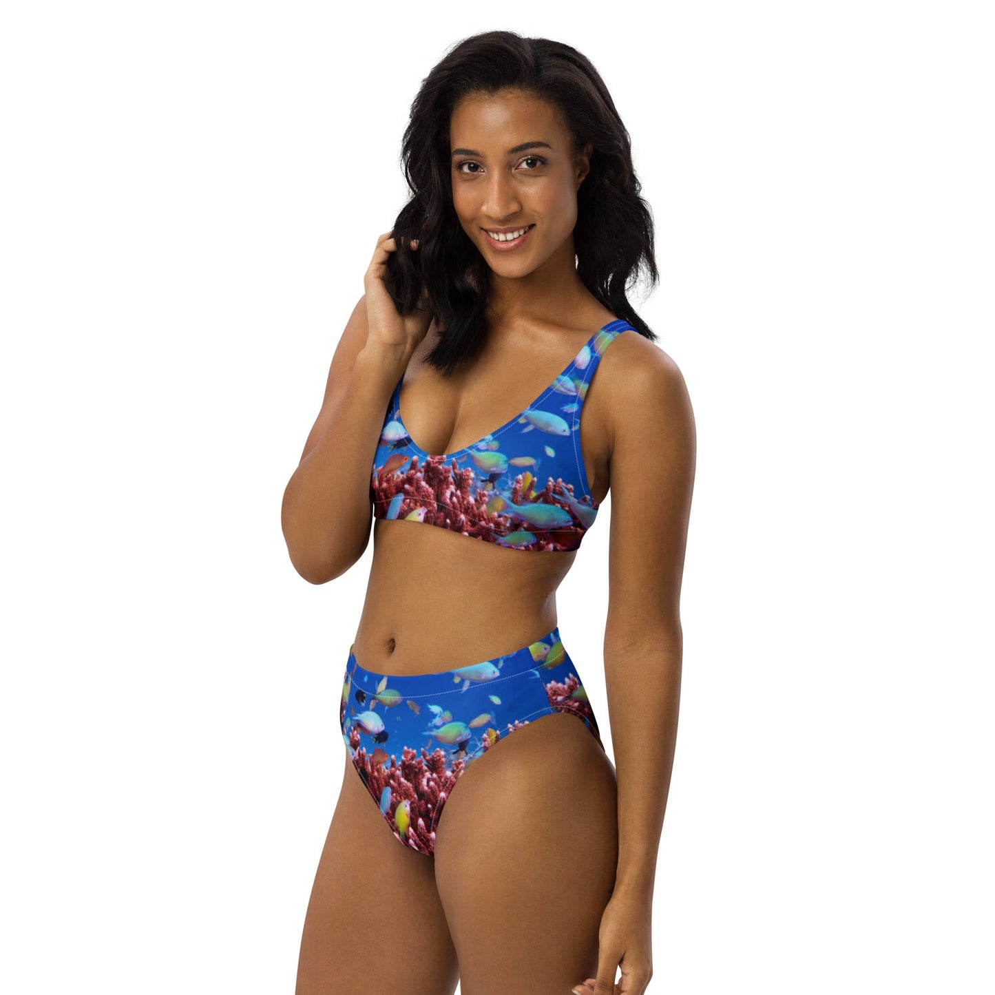 Women's high - waisted bikini, Sea Life Pattern Two Piece Bikini, Swimsuit for Women Vacation Beachwear Cruise Swimsuit, Bikini, Gift Bathing Suit - PratSN