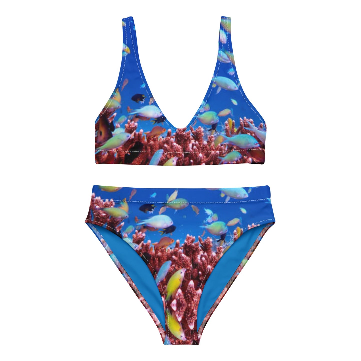 Women's high - waisted bikini, Sea Life Pattern Two Piece Bikini, Swimsuit for Women Vacation Beachwear Cruise Swimsuit, Bikini, Gift Bathing Suit - PratSN