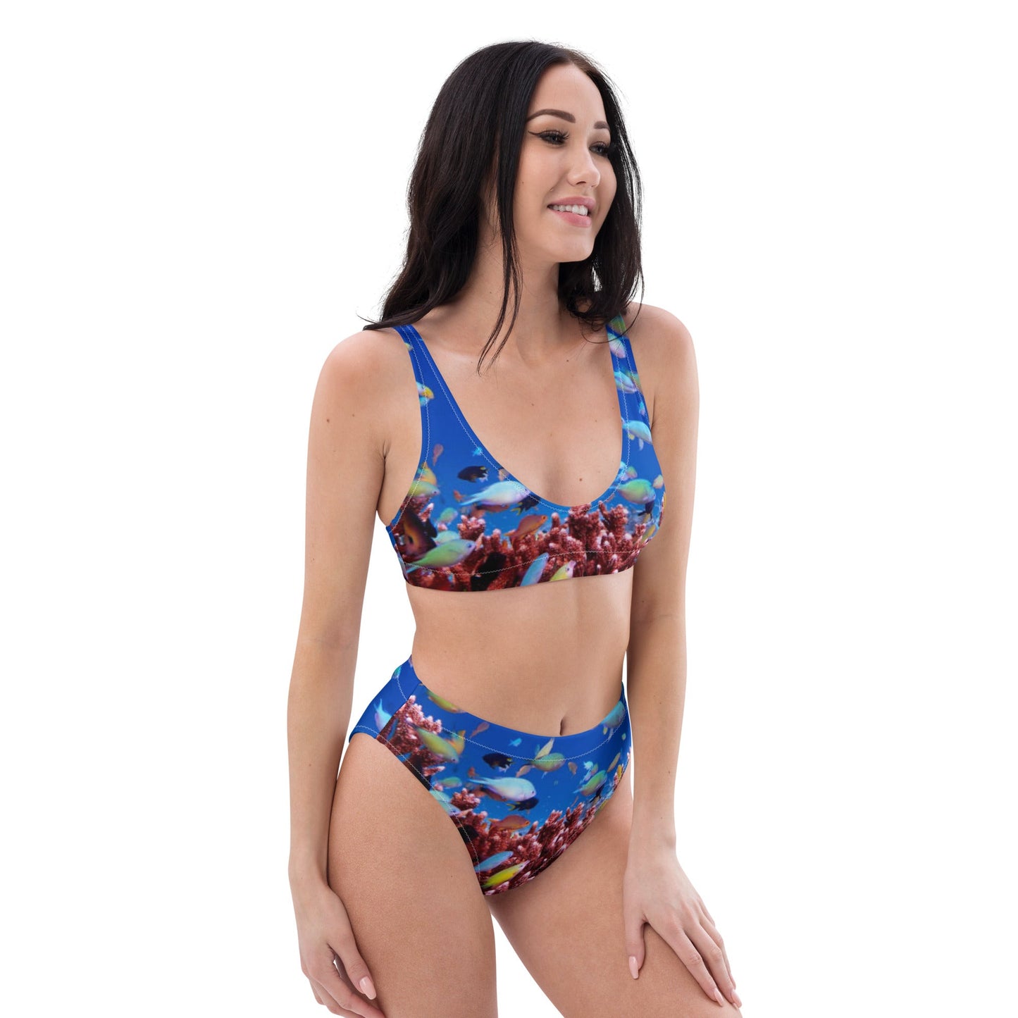 Women's high - waisted bikini, Sea Life Pattern Two Piece Bikini, Swimsuit for Women Vacation Beachwear Cruise Swimsuit, Bikini, Gift Bathing Suit - PratSN
