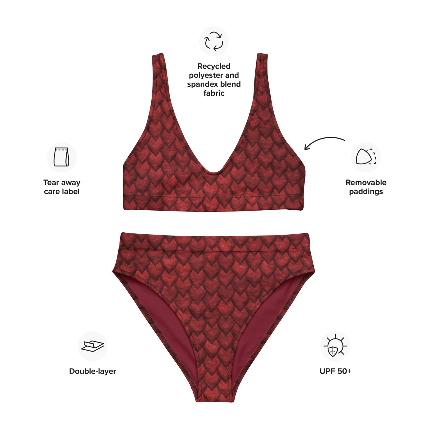 Women's high - waisted bikini, Swimsuit for Women Vacation Beachwear Cruise Swimsuit, Bikini, Gift Bathing Suit - PratSN