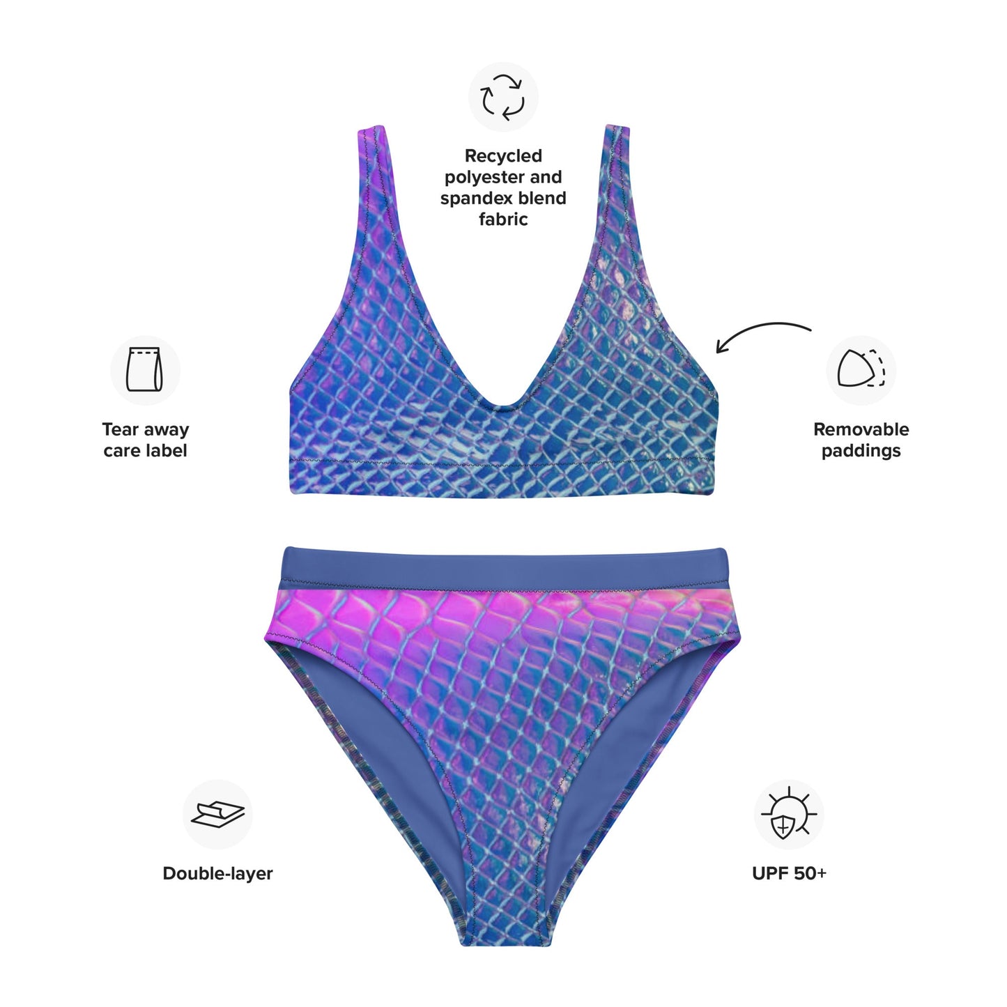 Women's high - waisted bikini, Swimsuit for Women Vacation Beachwear Cruise Swimsuit, Bikini, Gift Bathing Suit - PratSN