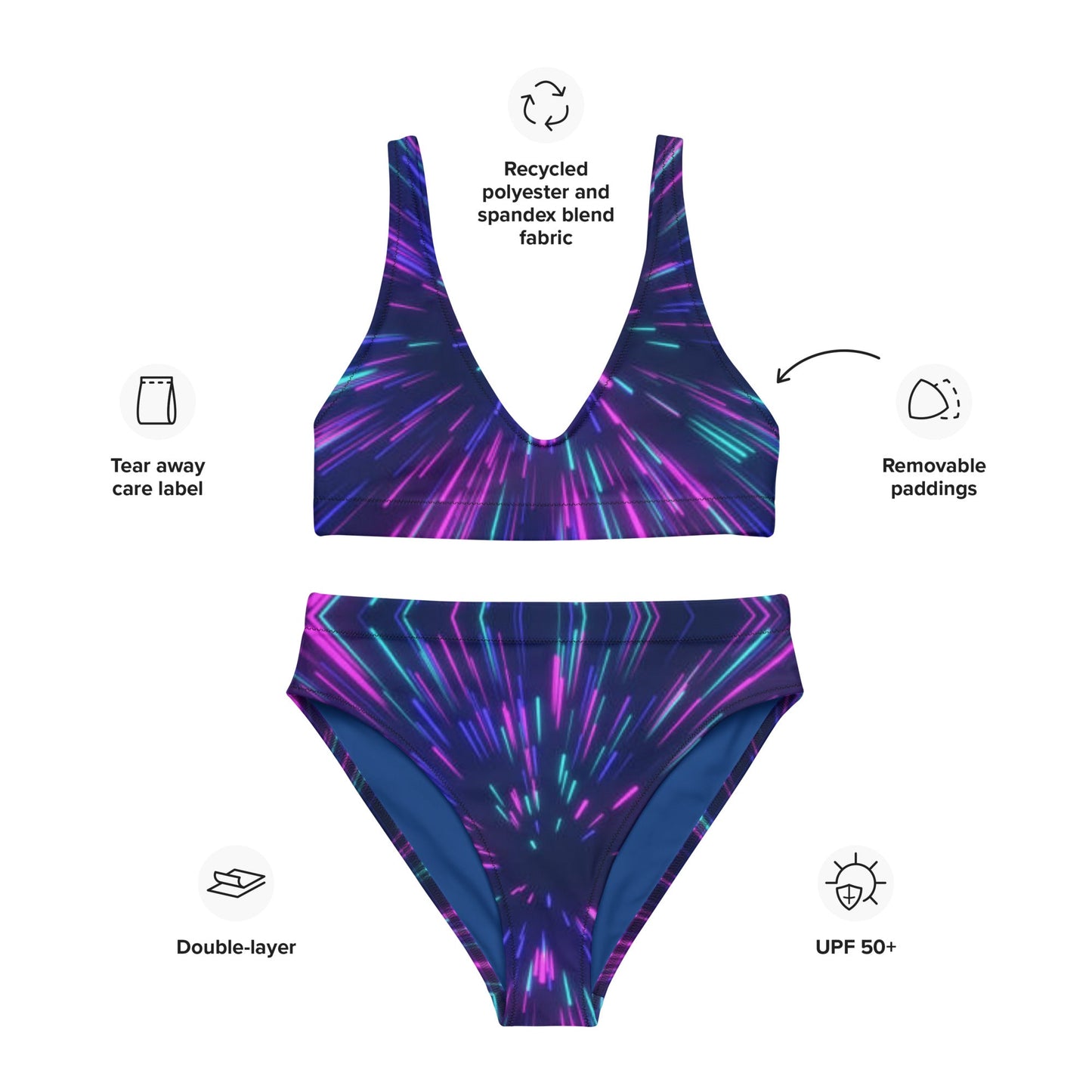 Women's high - waisted bikini, Swimsuit for Women Vacation Beachwear Cruise Swimsuit, Bikini, Gift Bathing Suit - PratSN