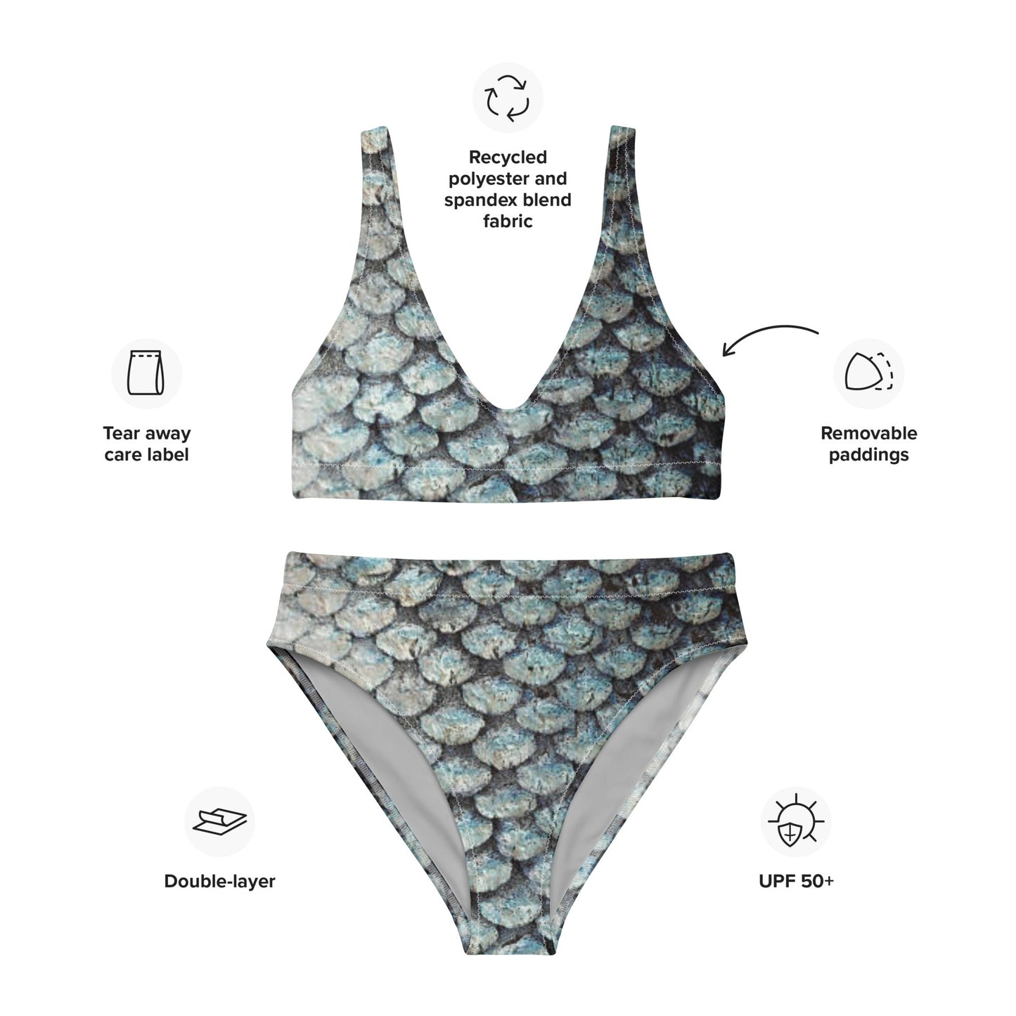 Women's high - waisted bikini, Swimsuit for Women Vacation Beachwear Cruise Swimsuit, Bikini, Gift Bathing Suit - PratSN