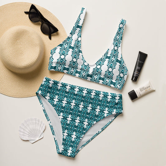 Women's high - waisted bikini Two Piece Swimsuits Tummy control bathing Suit Festive Pattern swimwear, classic beach dress - PratSN