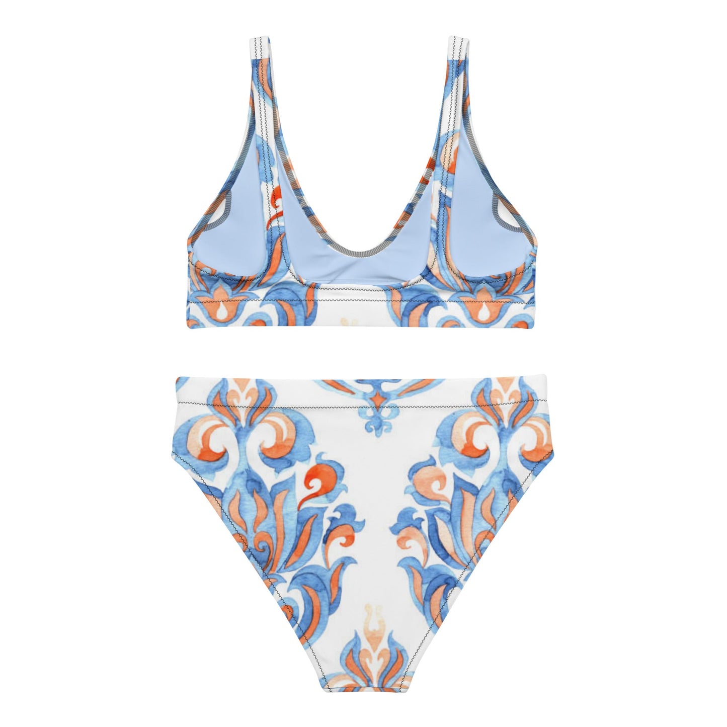 Women's high - waisted bikini, White Sky Blue Swimwear, Swimsuit for Women Vacation Beachwear Cruise Swimsuit, Bikini, Gift Bathing Suit - PratSN