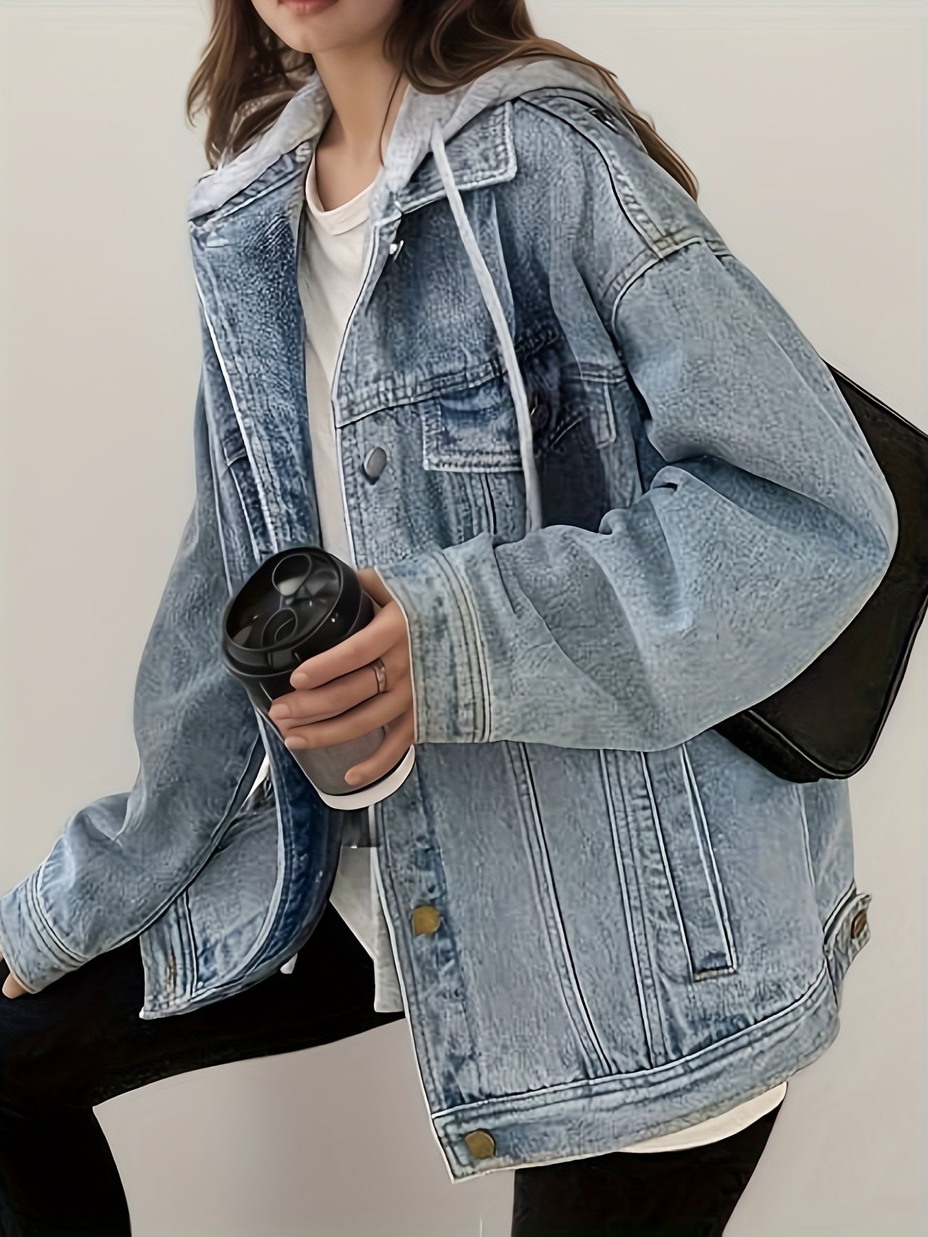 Women's Hooded Denim Jacket, Elastic And Loose, Comfortable And Lightweight - PratSN
