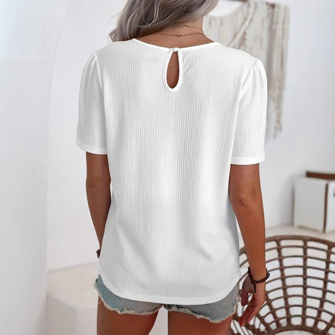 Women's Intellectual Loose White Women's Short Sleeve Loose T-shirt French Top - PratSN