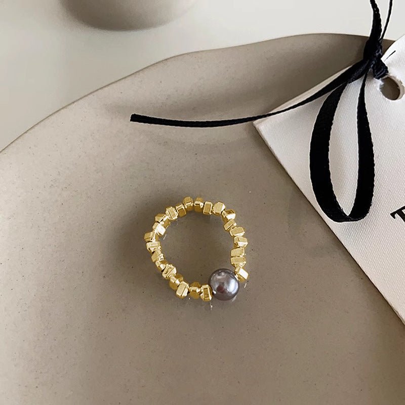 Women's Irregular Silver Pearl Ring - PratSN