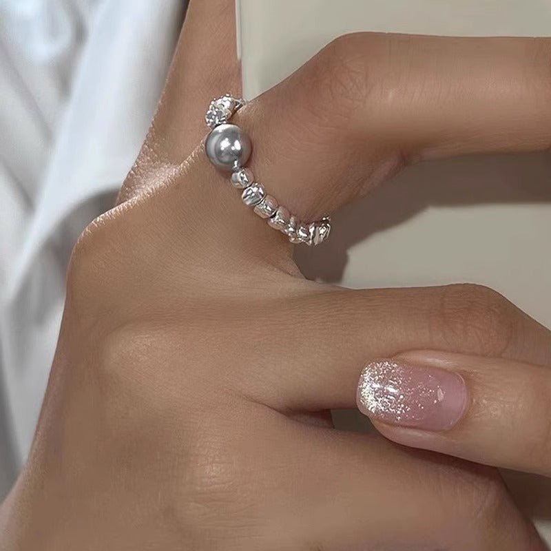 Women's Irregular Silver Pearl Ring - PratSN