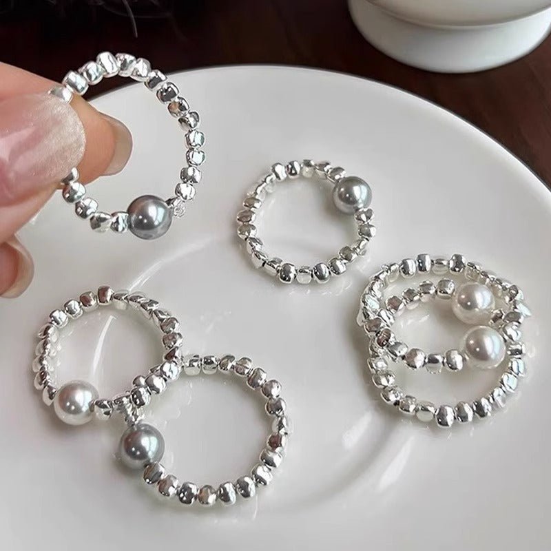 Women's Irregular Silver Pearl Ring - PratSN