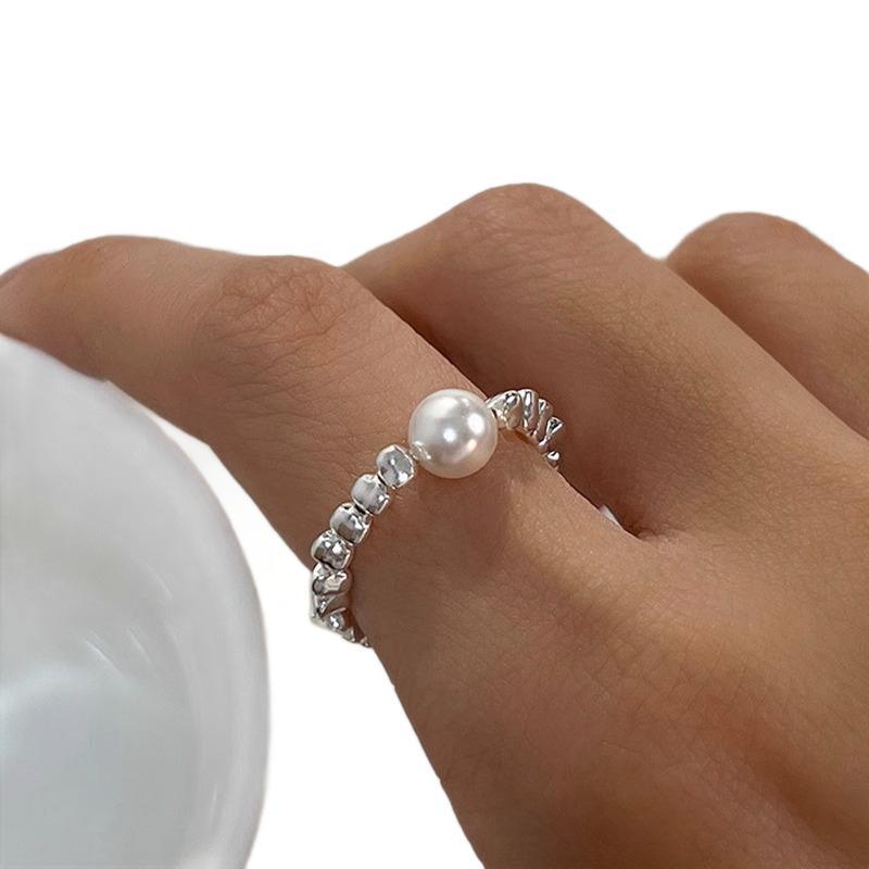 Women's Irregular Silver Pearl Ring - PratSN