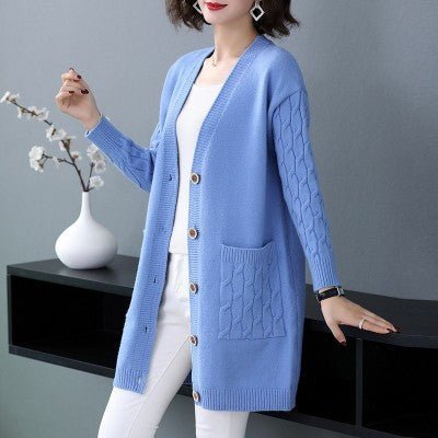 Women's Knitted Cardigan Sweater Mid - length - PratSN