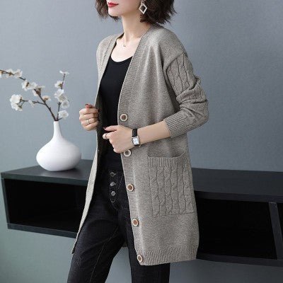 Women's Knitted Cardigan Sweater Mid - length - PratSN