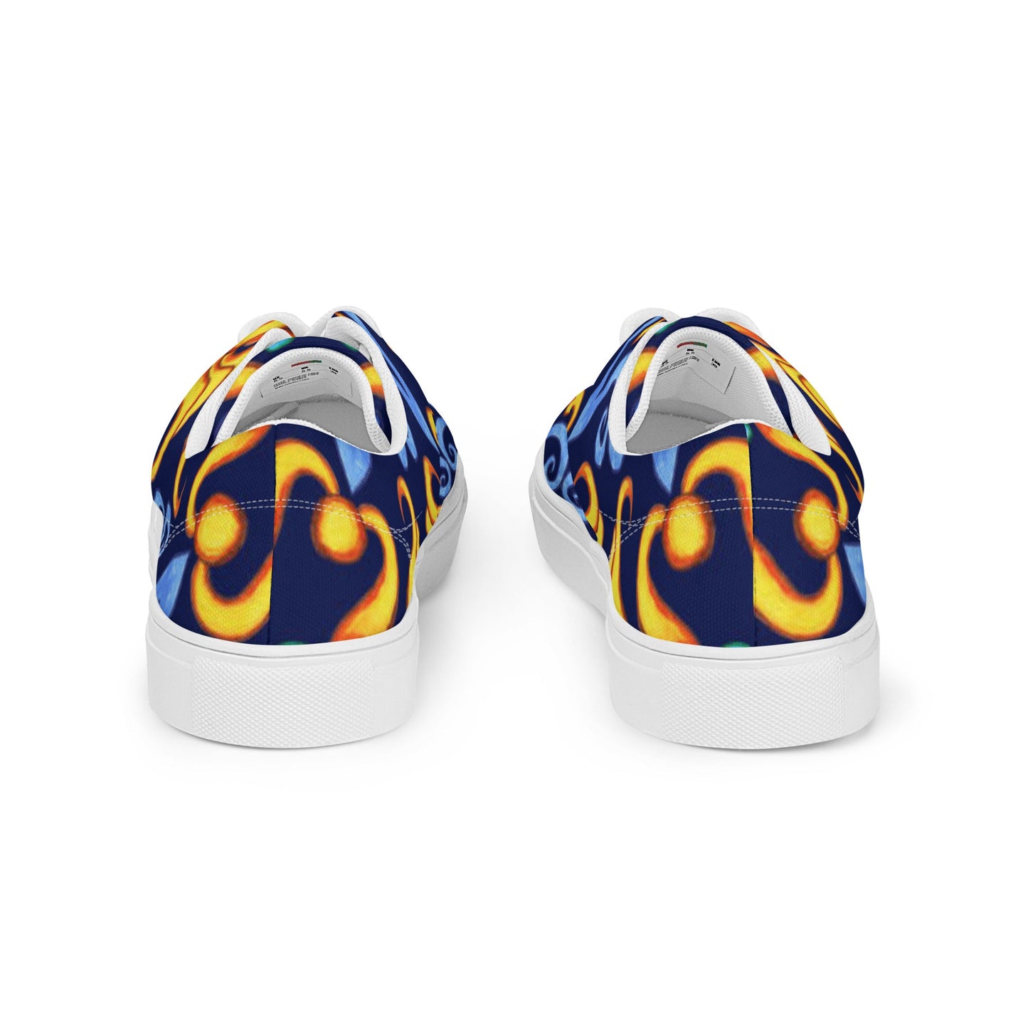 Women’s lace - up canvas shoes, Blue and Yellow Shoes Floral Pattern Shoes Cute Summer and Springtime - PratSN