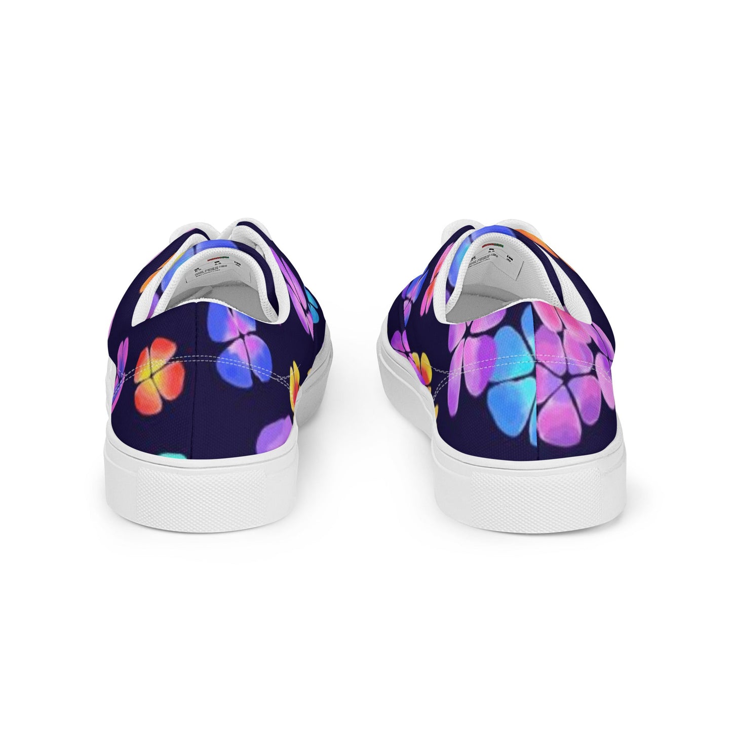 Women’s lace - up canvas shoes Blue Pink Yellow Purple Floral Shoes, Floral Pattern Shoes for Cute Summer and Springtime - PratSN