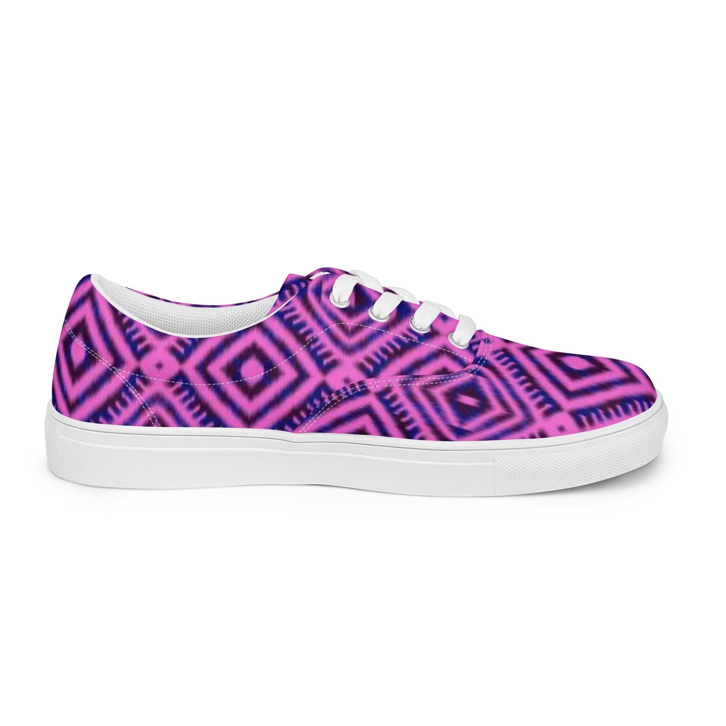 Women’s lace - up canvas shoes, Geometric Pattern Shoes, Purple Shoes, Cute Summer And Springtime Shoes - PratSN