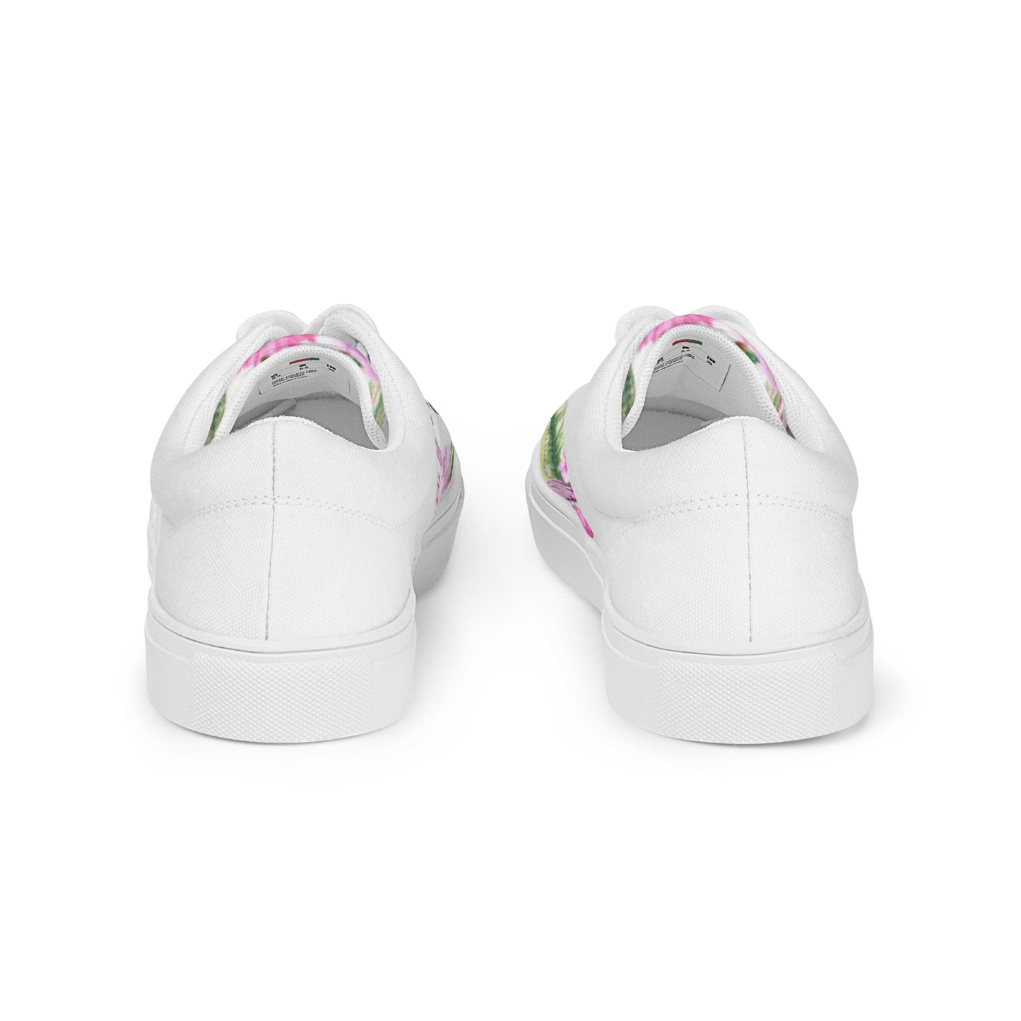 Women’s lace - up canvas shoes, Pink and Green Shoes, Floral Shoes Cute Summer and Springtime - PratSN