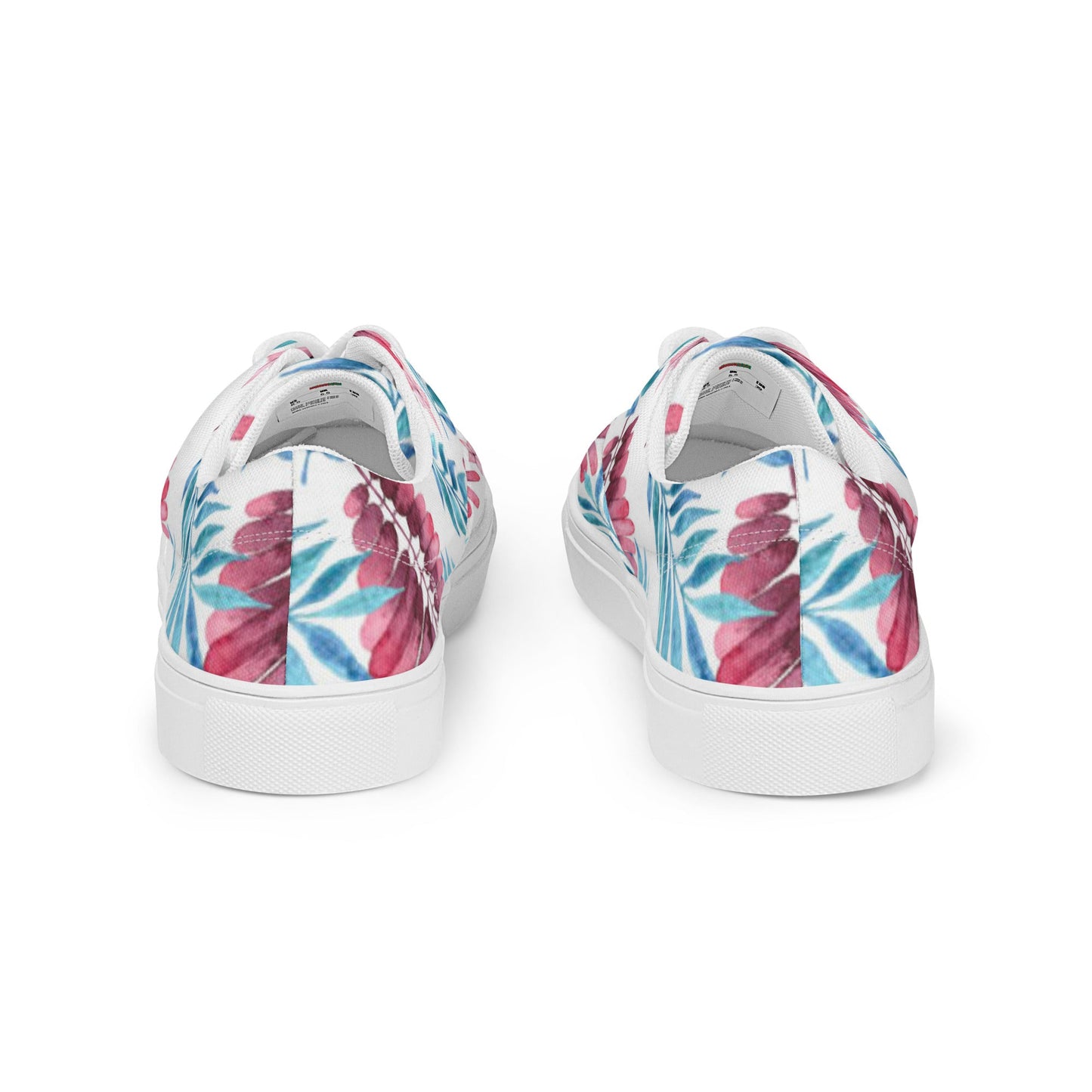 Women’s lace - up canvas shoes, Pink White Blue Leaf Pattern Shoes Cute Summer and Springtime - PratSN