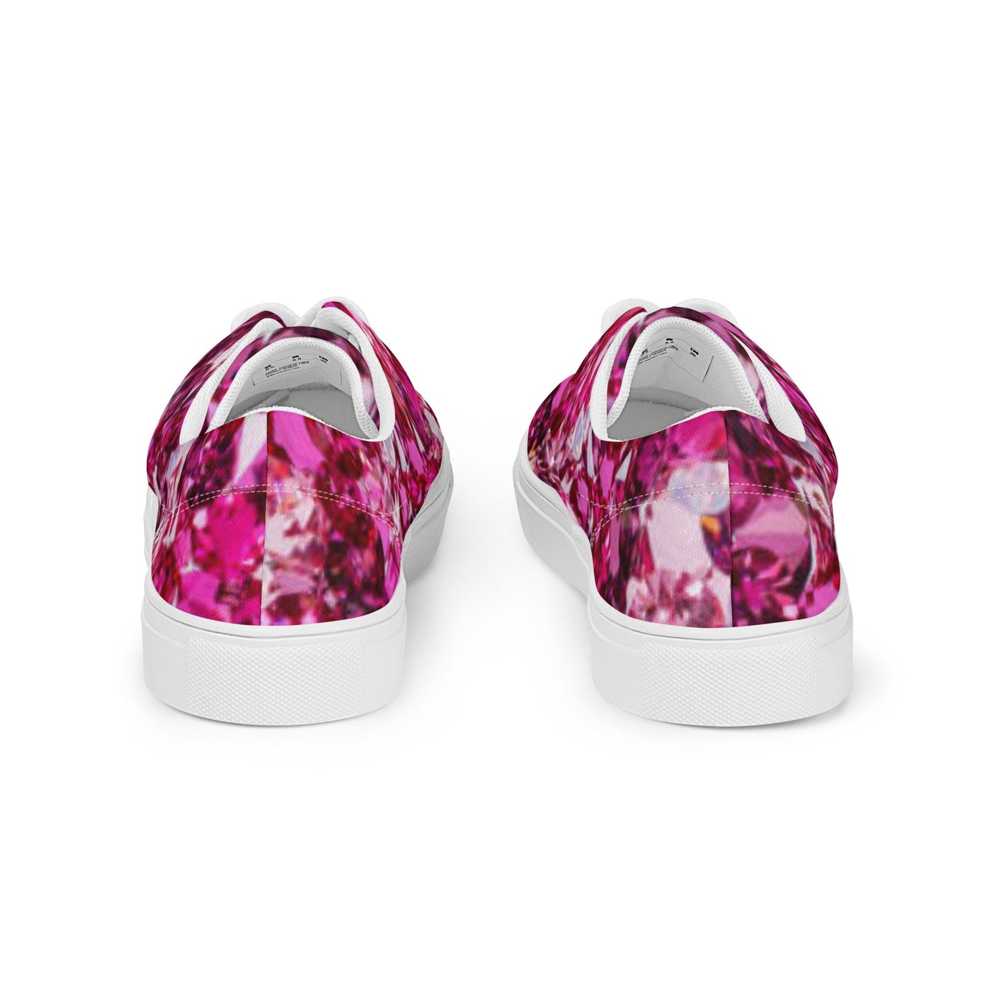 Women’s lace - up canvas shoes, Retro 60's 70's Ruby Pink Rhinestone Print Women's Shoes, Casual Shoes, Cute Springtime Rhinestone Print Shoes - PratSN
