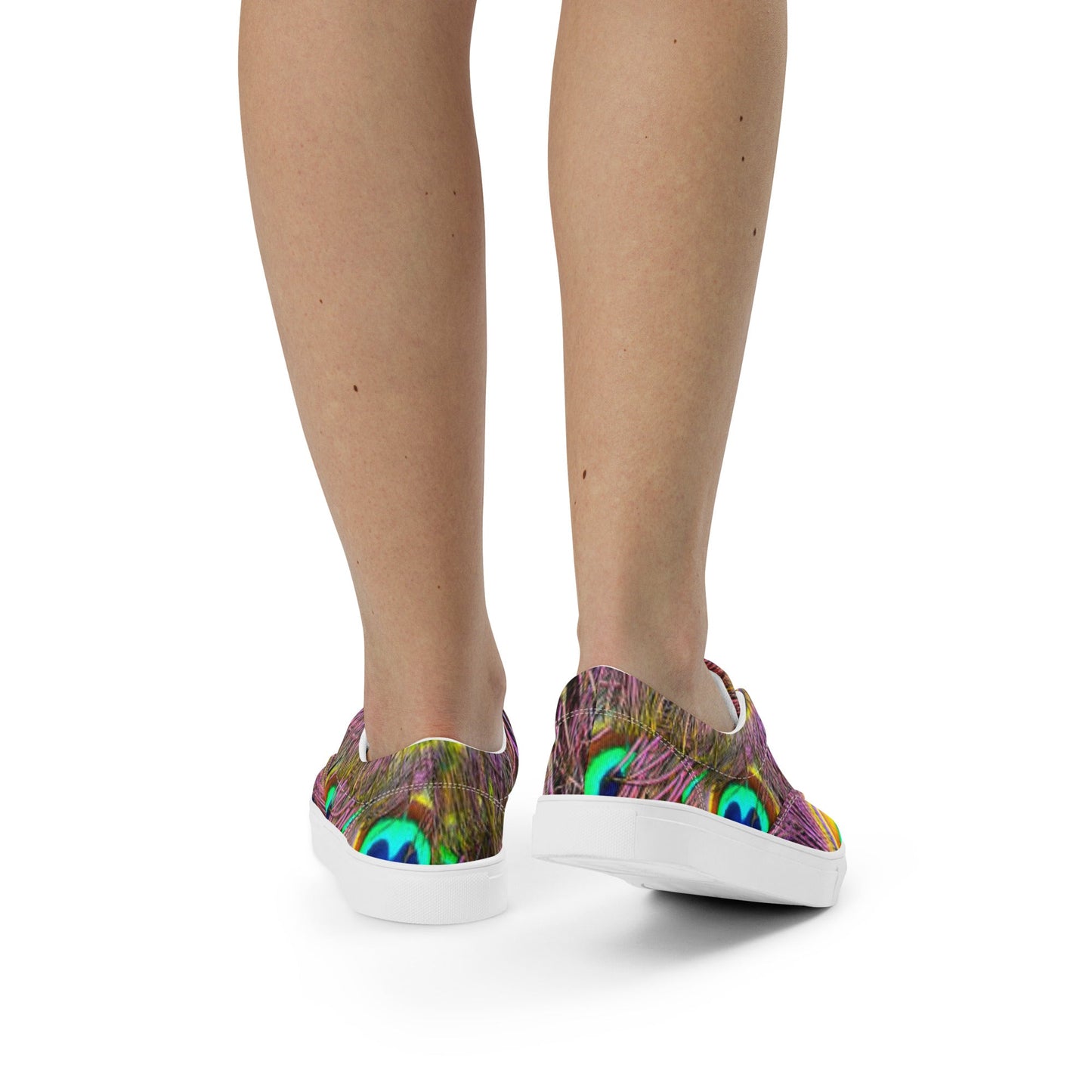 Women’s lace - up canvas shoes, Sneakers, Women's Athletic Footwear, Peacock Pattern, Tropical Print Workout Shoes, Bright Gym Shoes Animals Print Shoes - PratSN