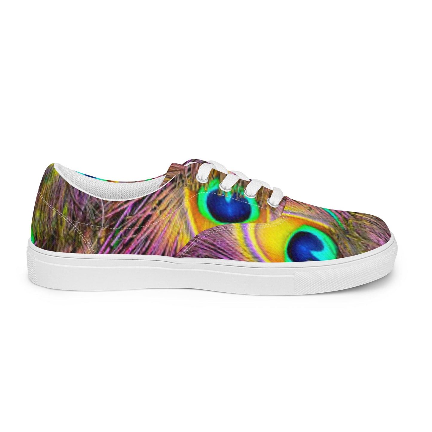 Women’s lace - up canvas shoes, Sneakers, Women's Athletic Footwear, Peacock Pattern, Tropical Print Workout Shoes, Bright Gym Shoes Animals Print Shoes - PratSN