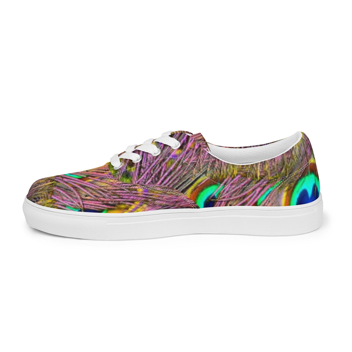 Women’s lace - up canvas shoes, Sneakers, Women's Athletic Footwear, Peacock Pattern, Tropical Print Workout Shoes, Bright Gym Shoes Animals Print Shoes - PratSN