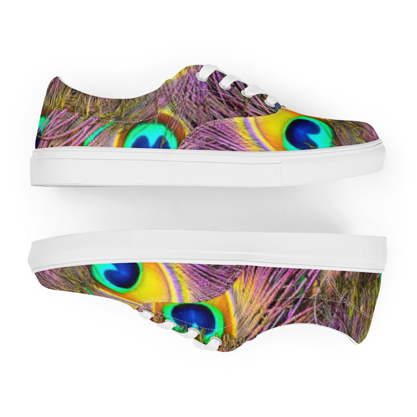 Women’s lace - up canvas shoes, Sneakers, Women's Athletic Footwear, Peacock Pattern, Tropical Print Workout Shoes, Bright Gym Shoes Animals Print Shoes - PratSN