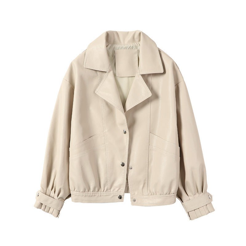Women's Lapel Lantern Sleeve Loose Biker Suit - PratSN