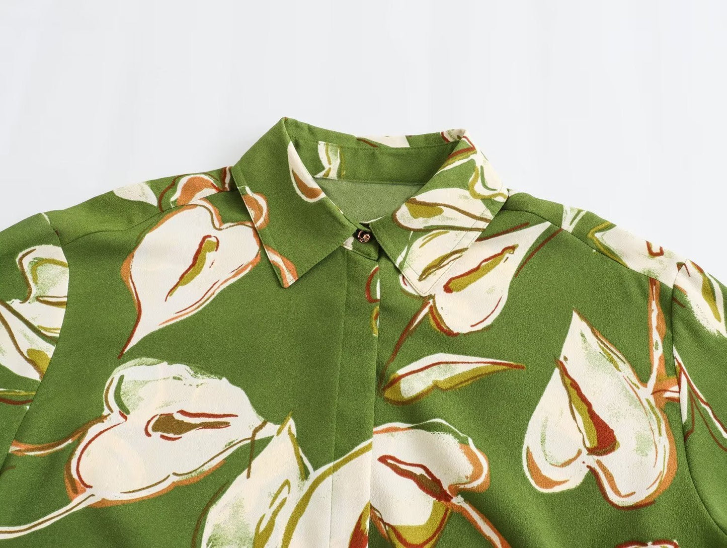 Women's Lapel Long Sleeve Flower Print Loose Shirt - PratSN