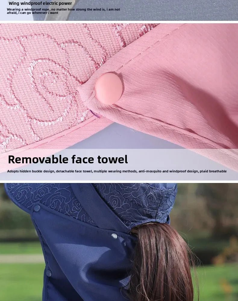 Women's Large Brim Sun Hat Face Covering Cycling Hat UV Protection Summer Sunshade Tea Picking Cap Multi - Functional Hat - PratSN