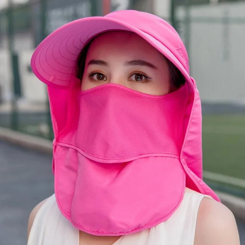 Women's Large Brim Sun Hat Face Covering Cycling Hat UV Protection Summer Sunshade Tea Picking Cap Multi - Functional Hat - PratSN
