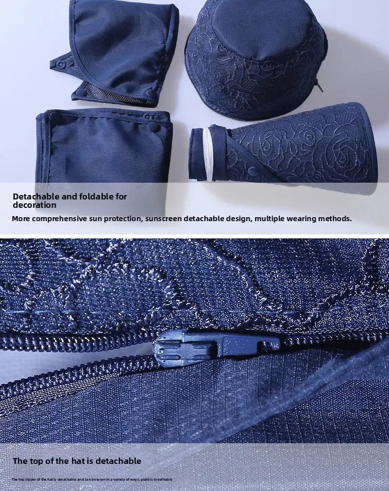 Women's Large Brim Sun Hat Face Covering Cycling Hat UV Protection Summer Sunshade Tea Picking Cap Multi - Functional Hat - PratSN