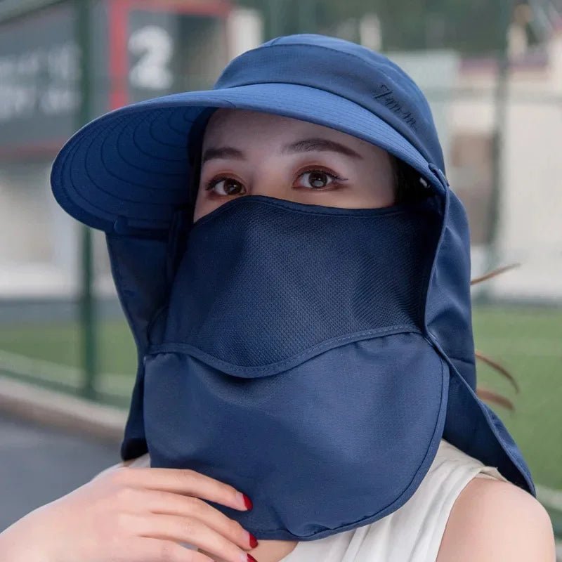 Women's Large Brim Sun Hat Face Covering Cycling Hat UV Protection Summer Sunshade Tea Picking Cap Multi - Functional Hat - PratSN
