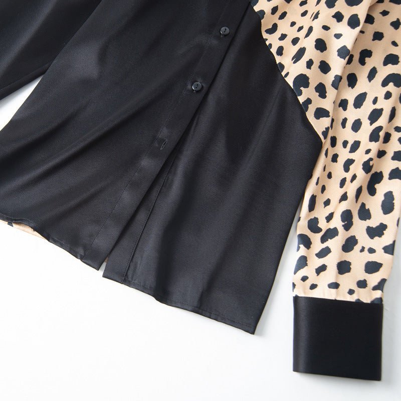 Women's Leopard Print Silk Long Sleeve Shirt - PratSN