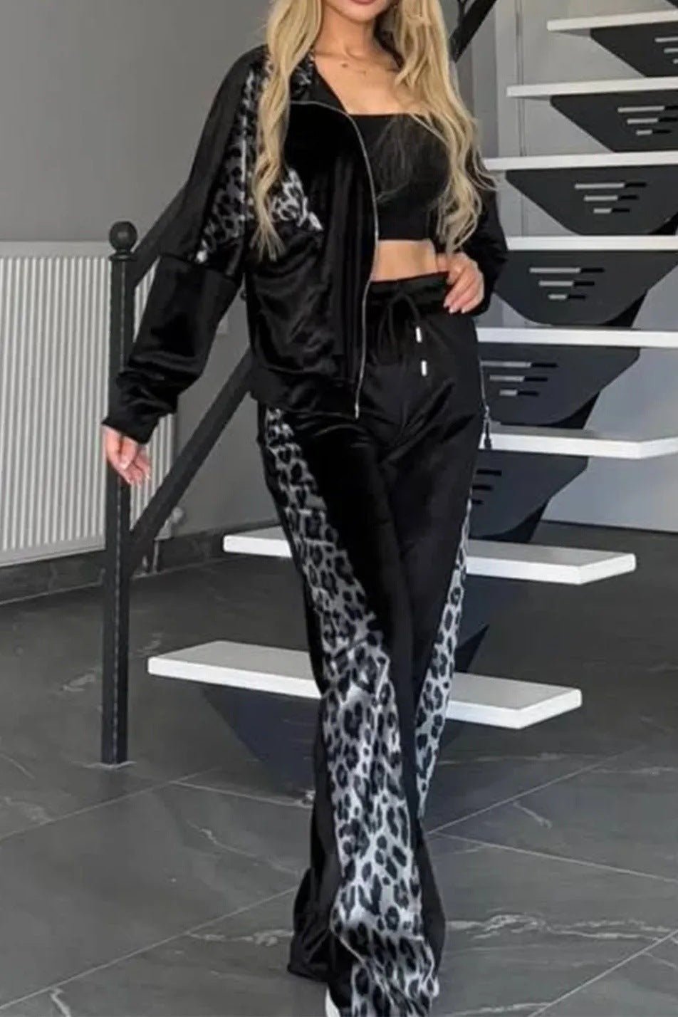 Women's Leopard Velvet Casual Fashion Sports Set - PratSN