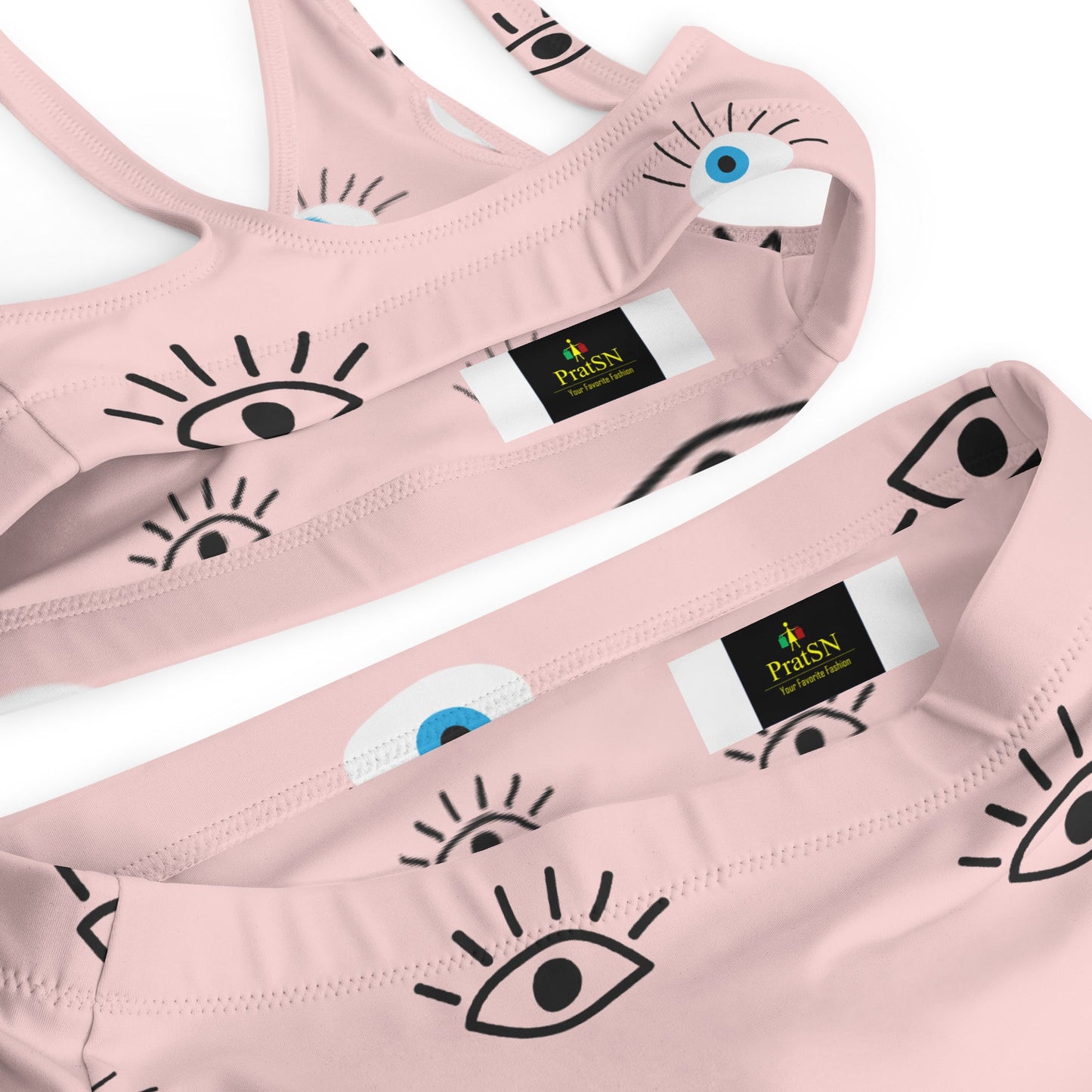 Women's Light Pink Bikini | High - waisted Bikini | Evil Eye Two - piece Swimsuit - PratSN