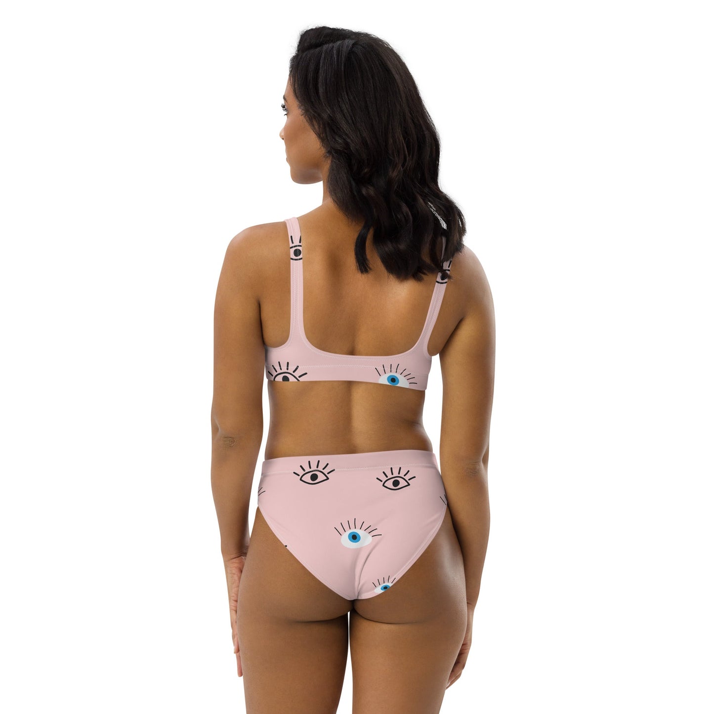 Women's Light Pink Bikini | High - waisted Bikini | Evil Eye Two - piece Swimsuit - PratSN