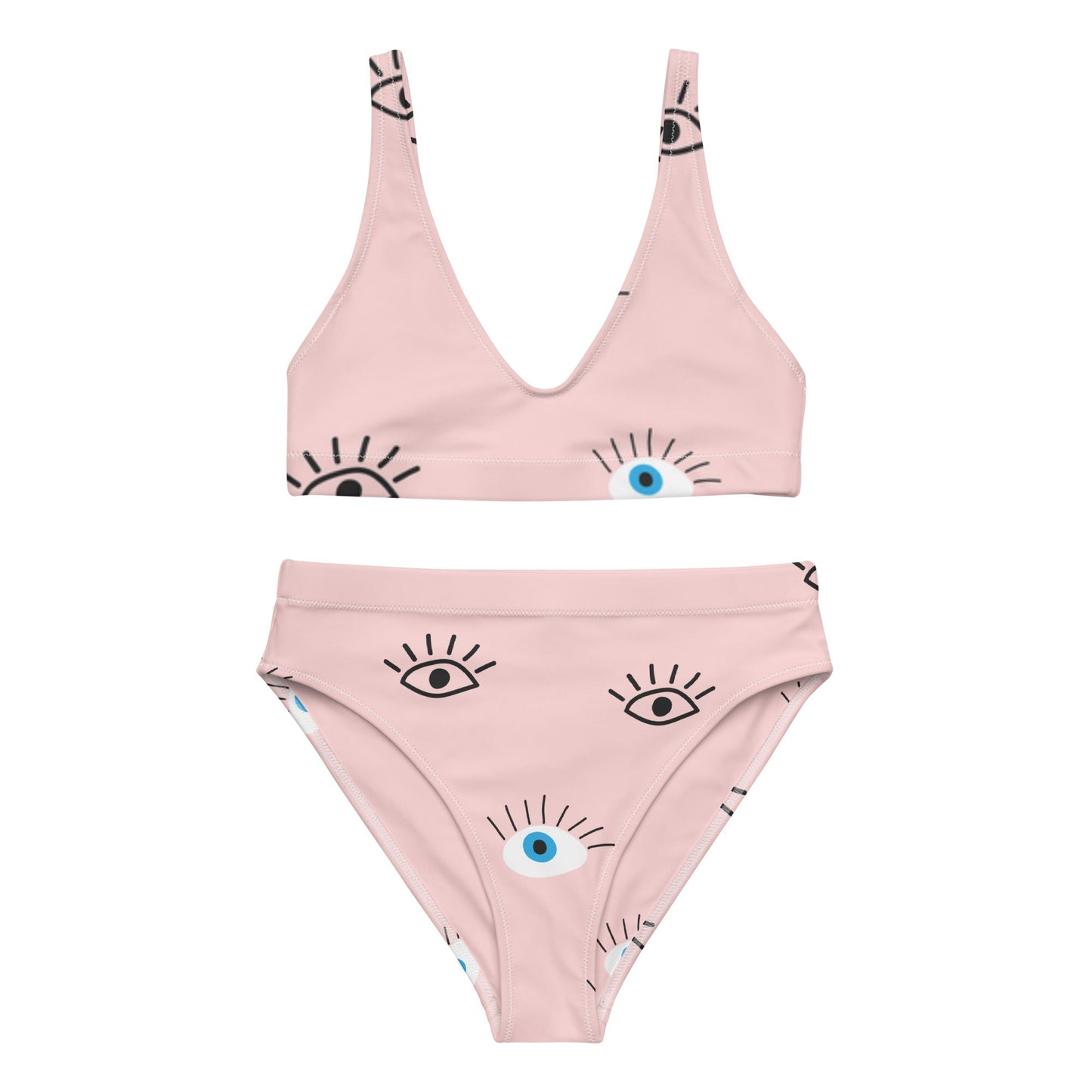 Women's Light Pink Bikini | High - waisted Bikini | Evil Eye Two - piece Swimsuit - PratSN