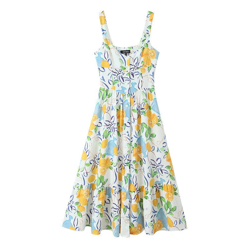 Women's Linen Print Midi Dress - PratSN