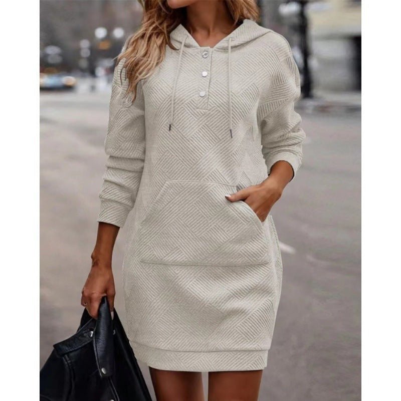 Women's Long Hoodie Sweater With Pocket Mid - length Hooded Sweatshirt - PratSN