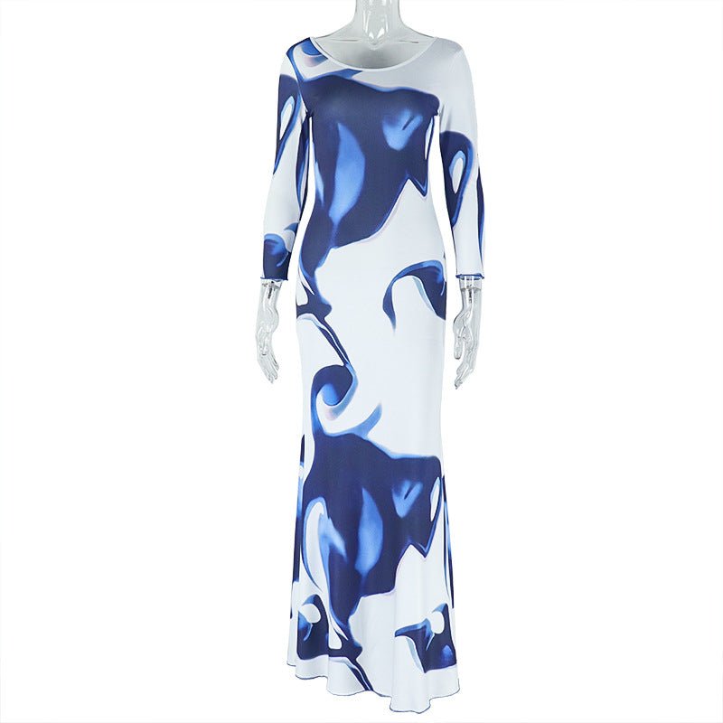 Women's Long Sleeve Pleated Drawstring Slim - fit Personalized Dress - PratSN