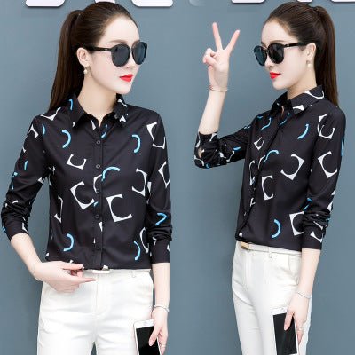 Women's long - sleeved chiffon shirt - PratSN